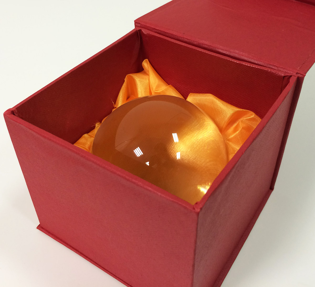 transparent glass sphere with gift box